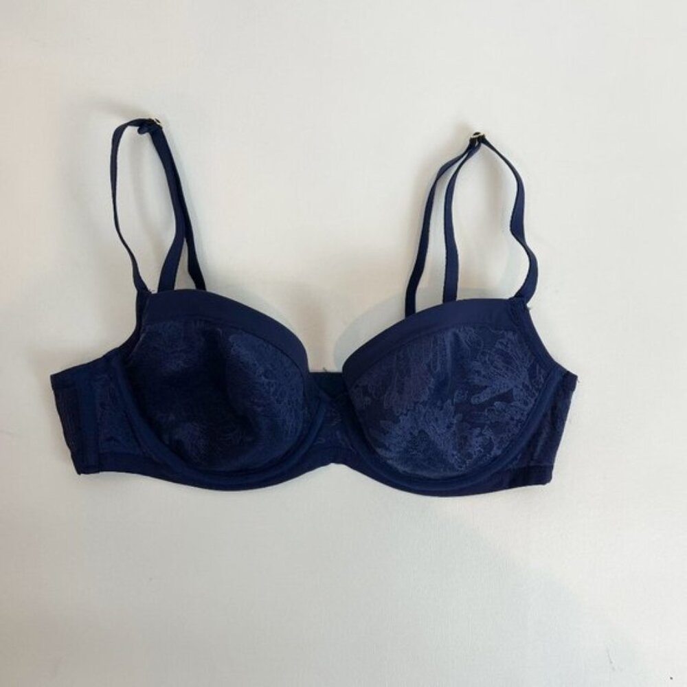 NWOT Soma Lightest Lift Demi Bra Navy Mesh Lace 34C